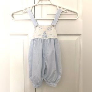 Blue & White Striped Boys Romper sized 24 Months